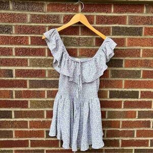 easel Light Lavender Floral Ruffle Off-Shoulder Tunic